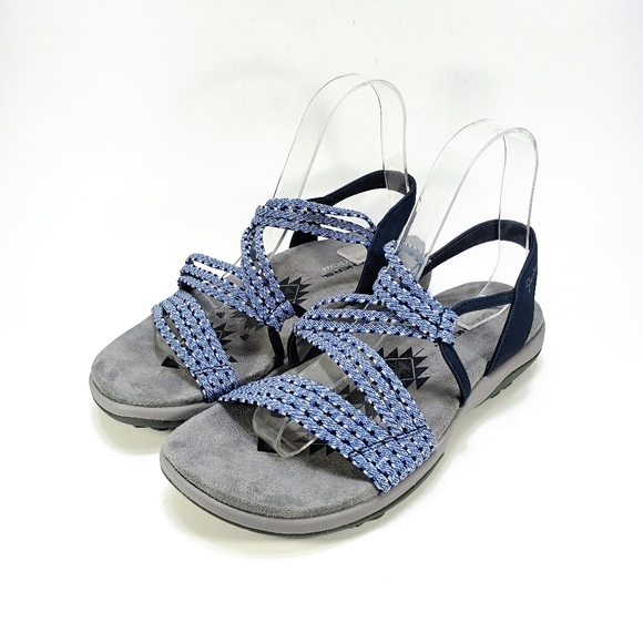 Skechers Reggae Slim Sketch Appeal Womens 7 Wide Blue Slingback Sandals - Picture 5 of 10